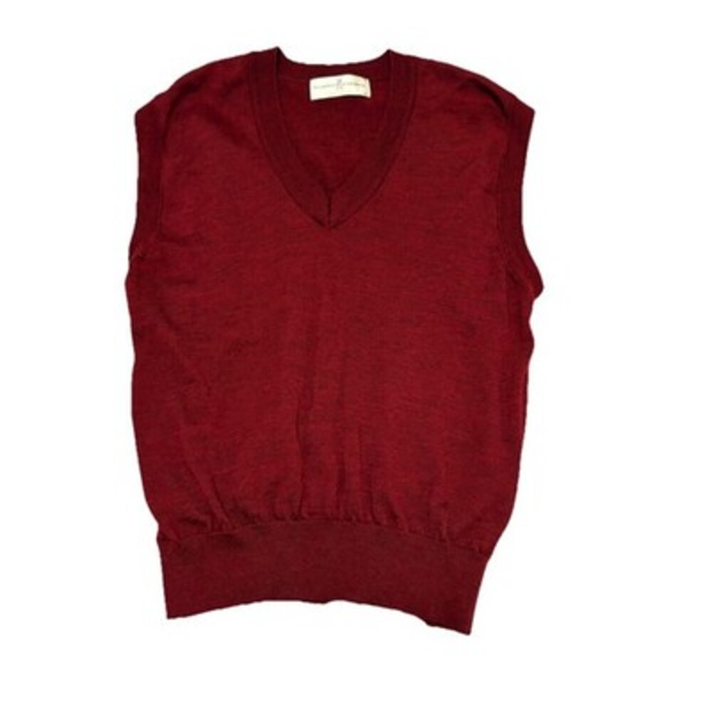 Fairway & Greene  100% Merino Wool Sweater Vest Mens Large Burgundy V Neck Golf